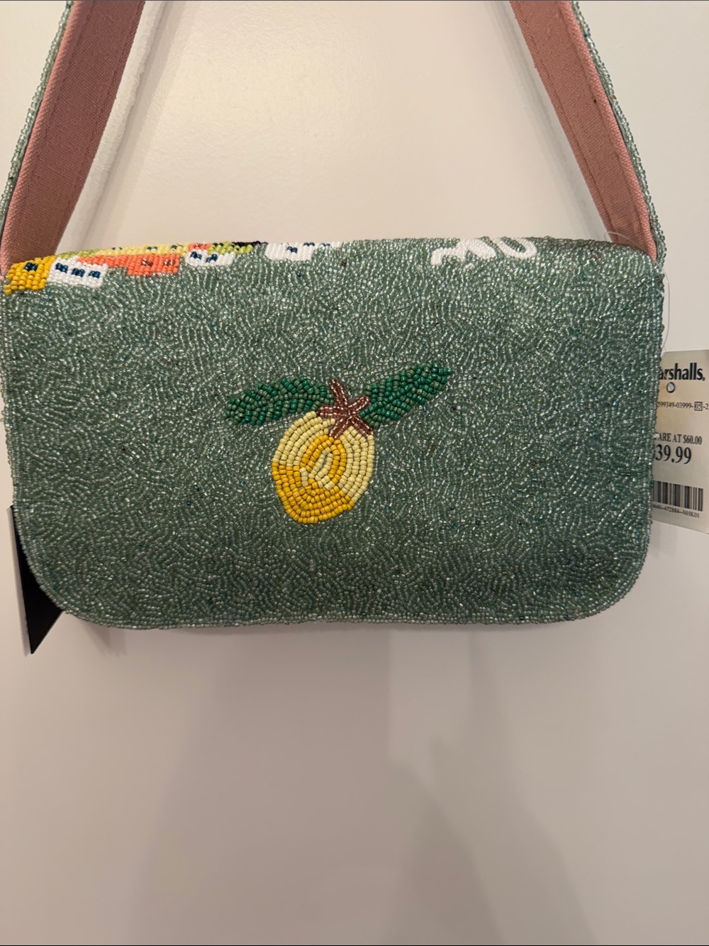 NTW-NEW VIRAL Beaded Amalfie Cityscape Shoulder Bag in Green, Yellow & Pink - Picture 11 of 11